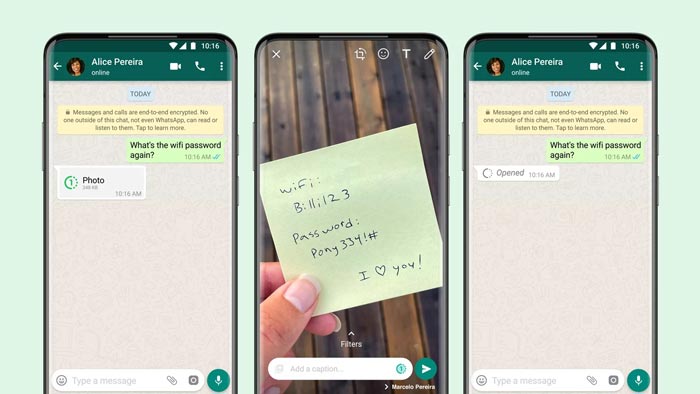 WhatsApp added fading photos and single view videos